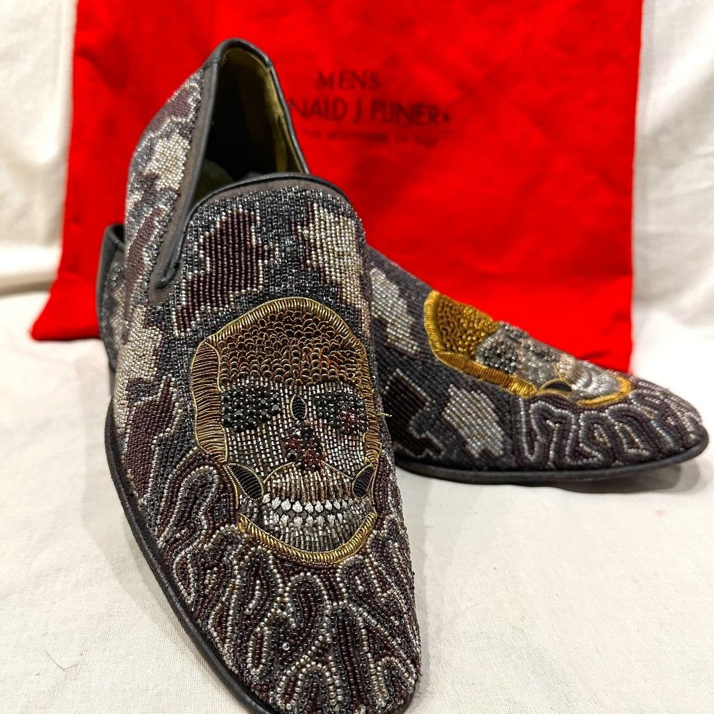 Donald J Pliner beaded skull loafers